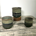 China garden pots suppliers flower pots ceramic bark style 3 sets outdoor pot plant for planter